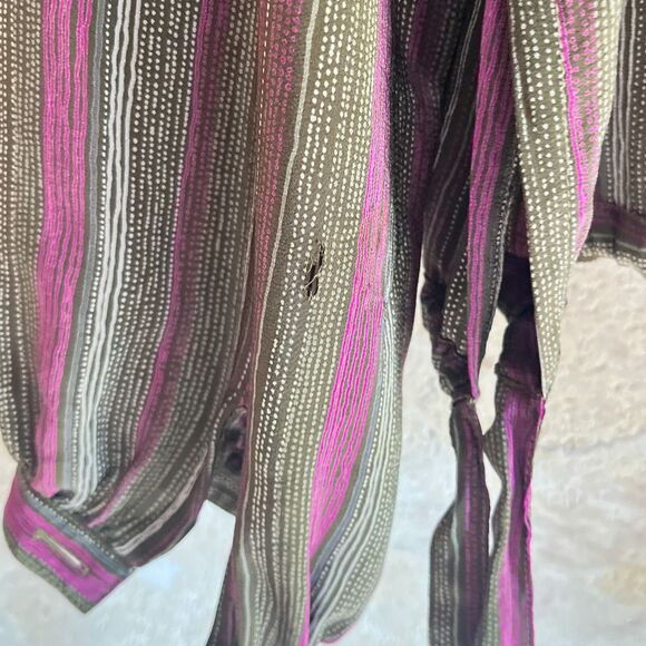 Vintage 1980s Francesca of Damon for  Starington Striped Silk Blouse - S/M - Picture 6 of 13